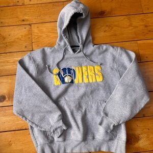 Milwaukee Brewers Hoodie Youth Large Gray Embroidered MLB